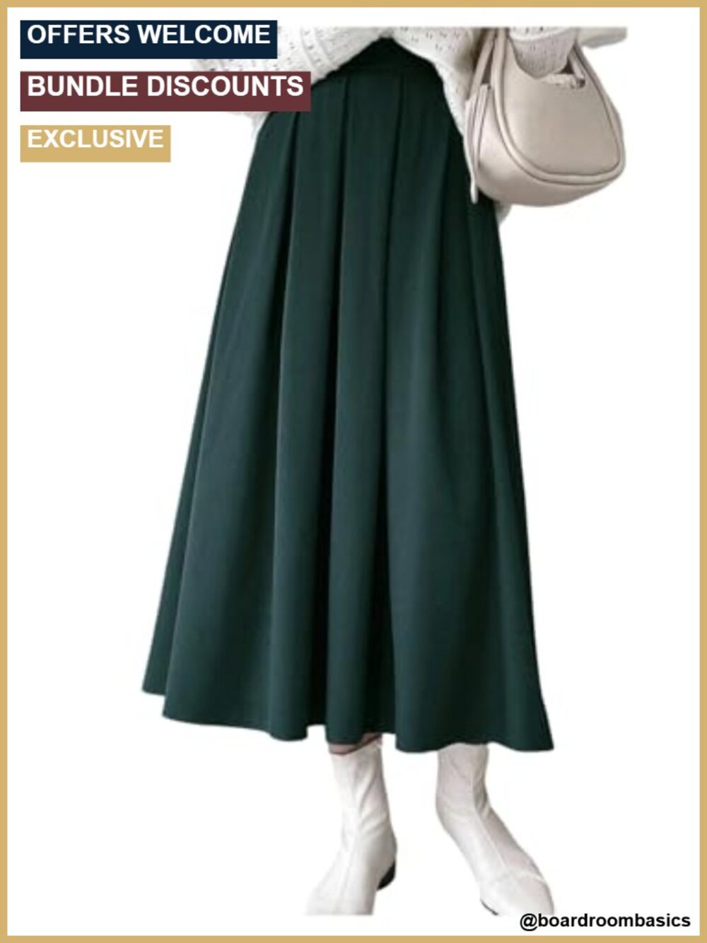 Women's Pleated High Waisted Long Maxi Skirt Business Casual Workwear